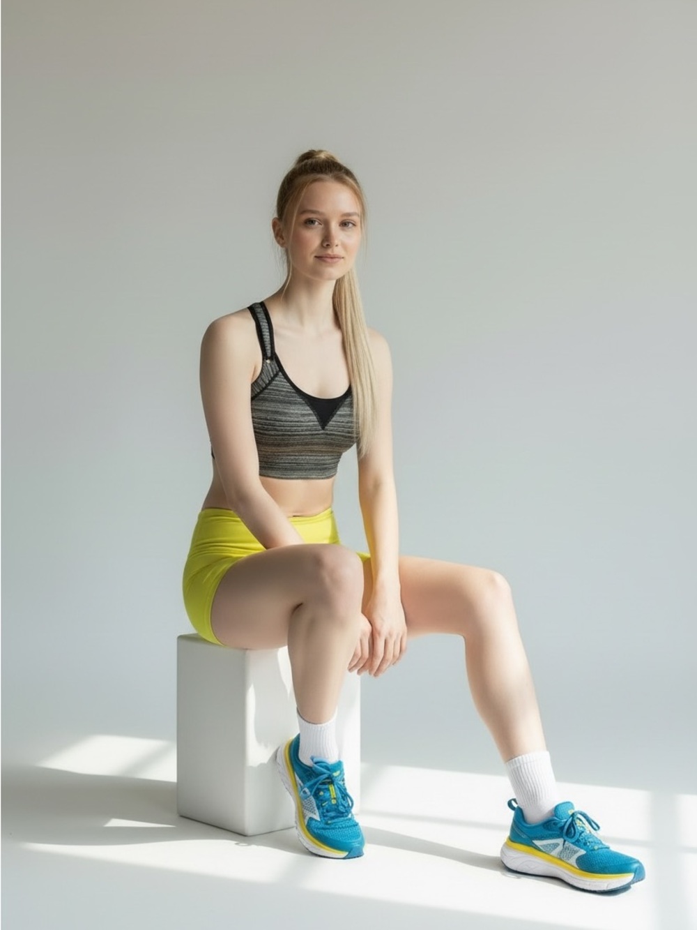 Moving Comfort Black and Gray Striped Sports Bra